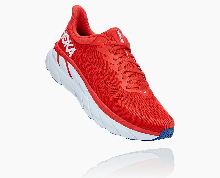 Tenis Hoka One One Hombre Rojos/Blancos - Clifton 7 - EQJH86329